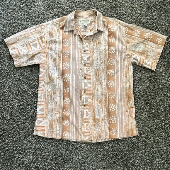 Cooke Street Honolulu Vintage Cream Button Down Beach Hawaiian Shirt, Size Large - Picture 7 of 12